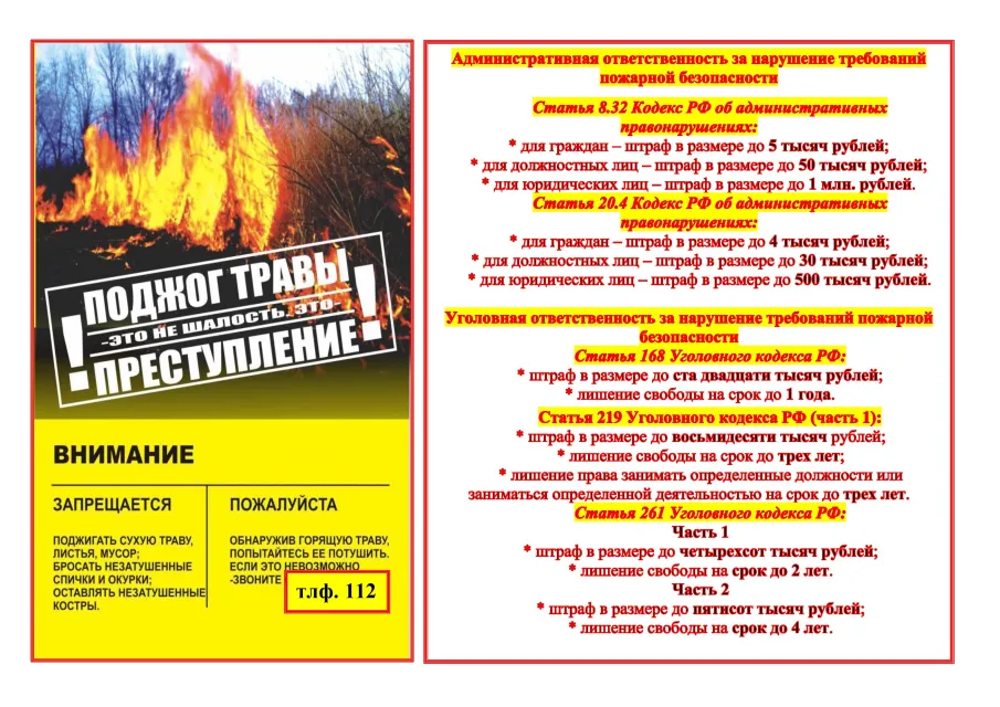 Пал травы опасен!